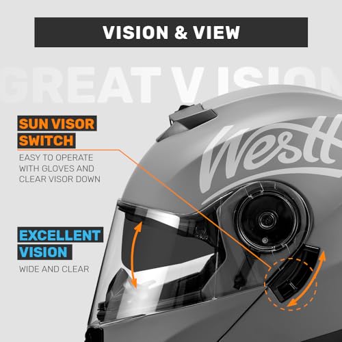 Westt Motorcycle Modular Helmets - Full Face Motorcycle Helmet with Flip up Dual Visor, DOT Approved, Men Women for Motorbike Street Bikes ATV