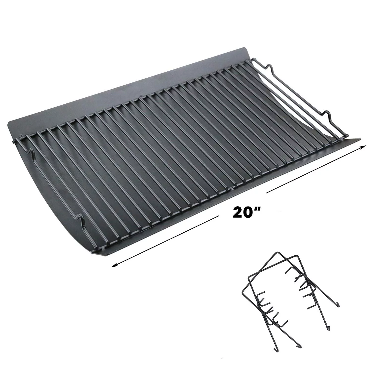 Hisencn 20 inch Ash Pan/Drip Pan for Chargriller 5050 Charcoal Grill, Replacement Parts with 2pcs Fire Grate Hanger