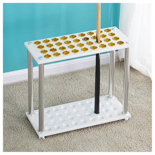 Billiard Cue Stand - Floor Rack Holds 36 Cues, Stylish White Pool Cue Holder for Game Room, Club, Billiard Room Accessories, Durable & Space-Saving Design