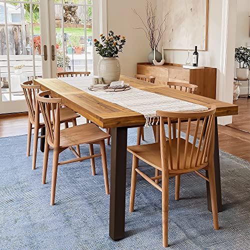 Devoko Home Acacia Wood Dining Table 6-Person Indoor Outdoor Table with Iron Legs, Sandblast Finish, Natural Stained, Rustic Metal, 69 * 33 * 30 inch (Walnut Brown)