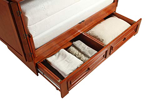 Emurphybed Paradiseo Murphy Cabinet Chest Bed with Charging Station 8 Inch, Queen (Tobacco)