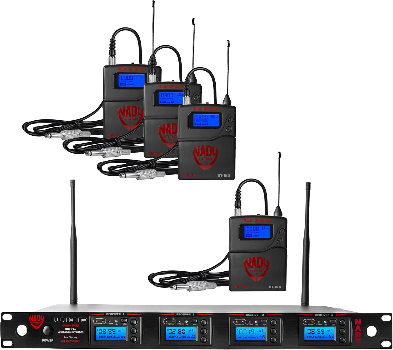 Nady 2W-1KU LT Dual True Diversity 1000-Channel Professional UHF Wireless System with 2 Lapel/lavalier Microphones – Autoscan – Automatic Transmitter Pairing – All Metal Construction