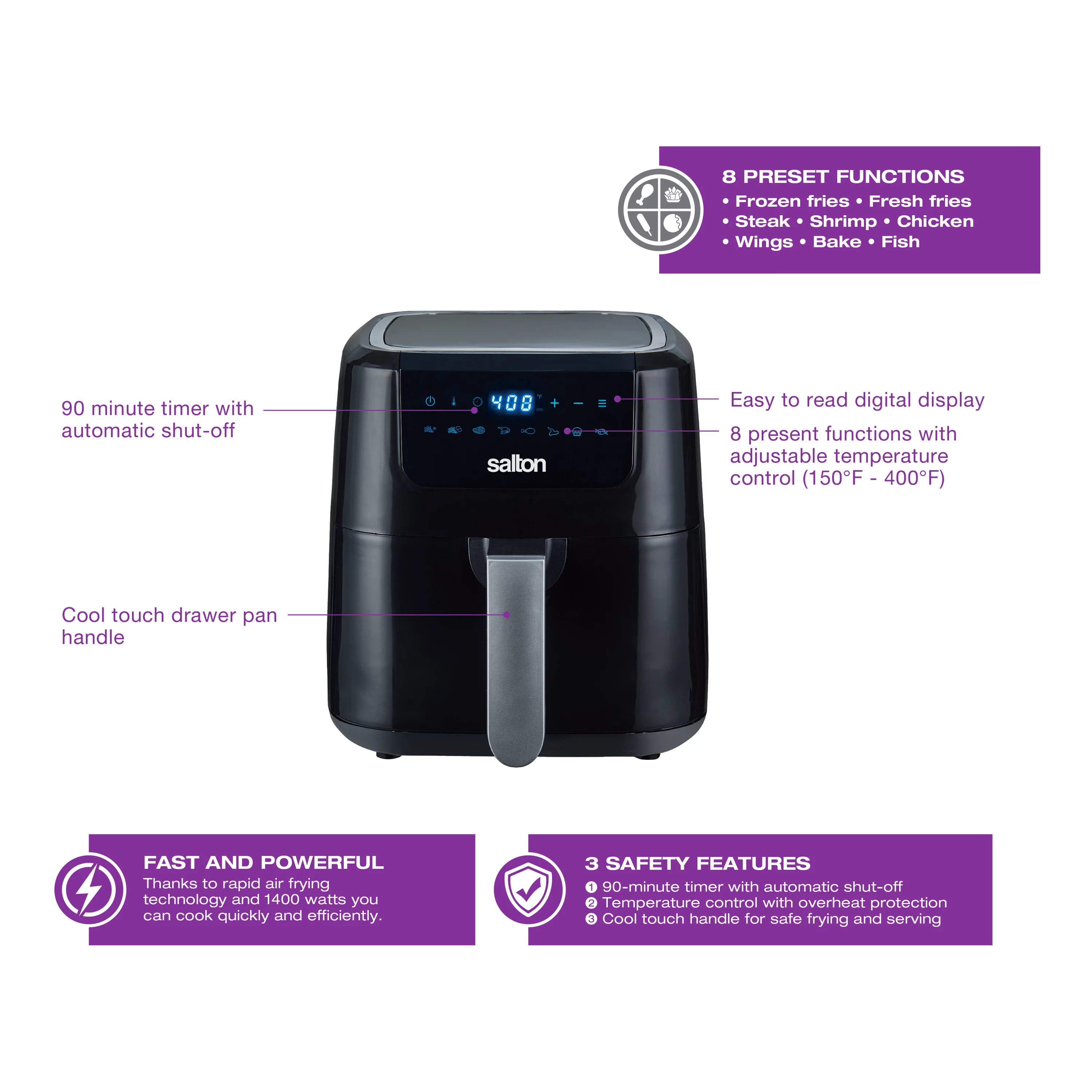 Salton Digital Air Fryer XL 5L