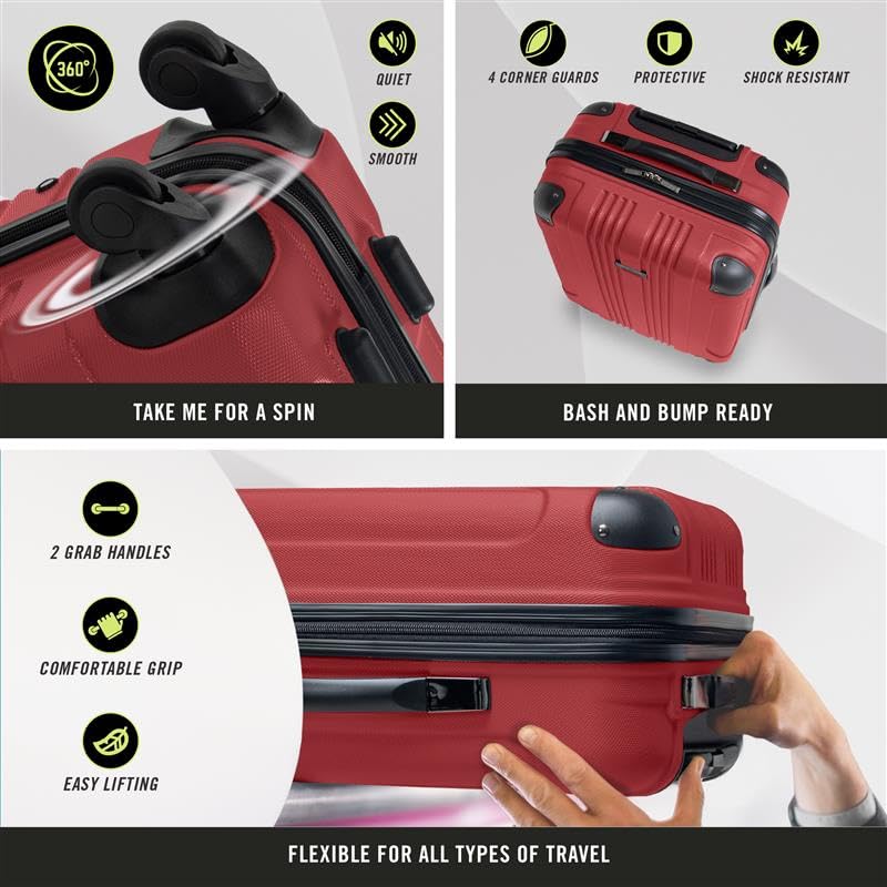 Kenneth Cole REACTION Out of Bounds Lightweight Hardshell 4-Wheel Spinner Luggage, Cobalt Blue, 20-Inch Carry On