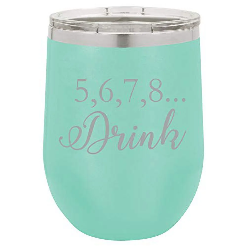 12 oz Double Wall Vacuum Insulated Stainless Steel Stemless Wine Tumbler Glass Coffee Travel Mug With Lid 5,6,7,8 Drink Funny Dance Dancer Teacher Mom (Teal)