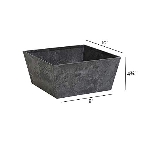 Novelty Ella Low Square Planter, 12-Inch, Black