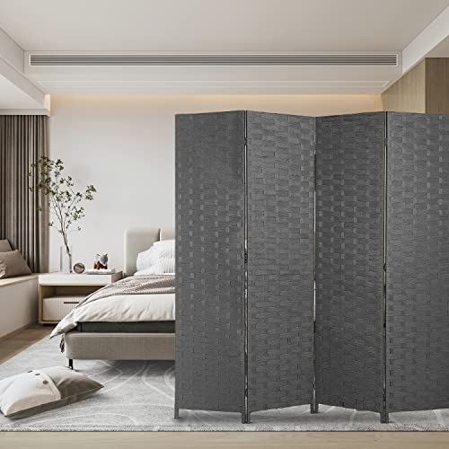 Wood Mesh Woven Design 4 Panel Folding Wooden Screen Room Divider