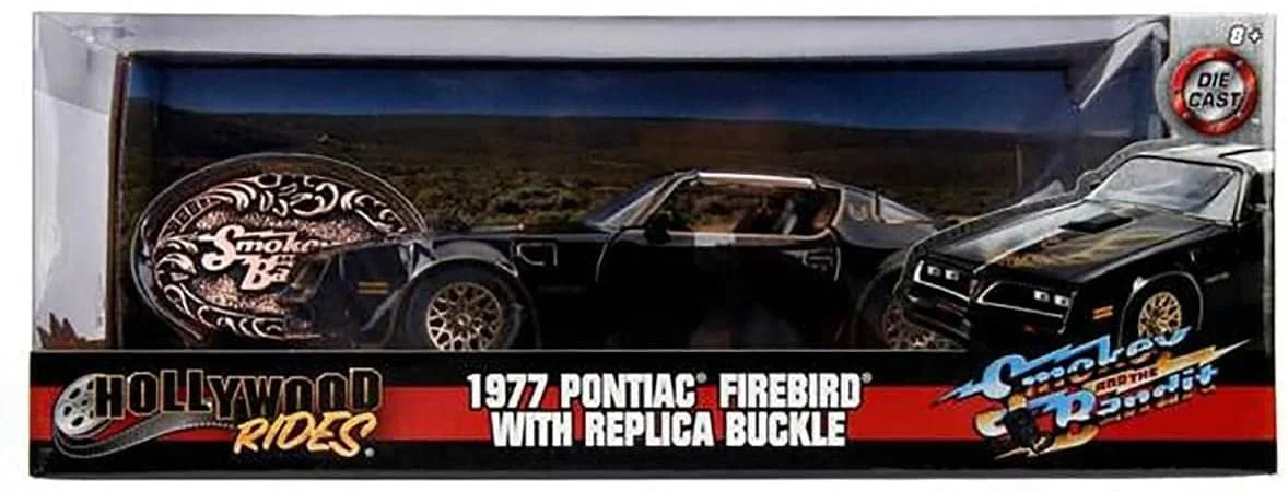 Smokey and The Bandit 1:24 1977 Pontiac Firebird Die-cast Car with Belt Buckle Coin Play Vehicles