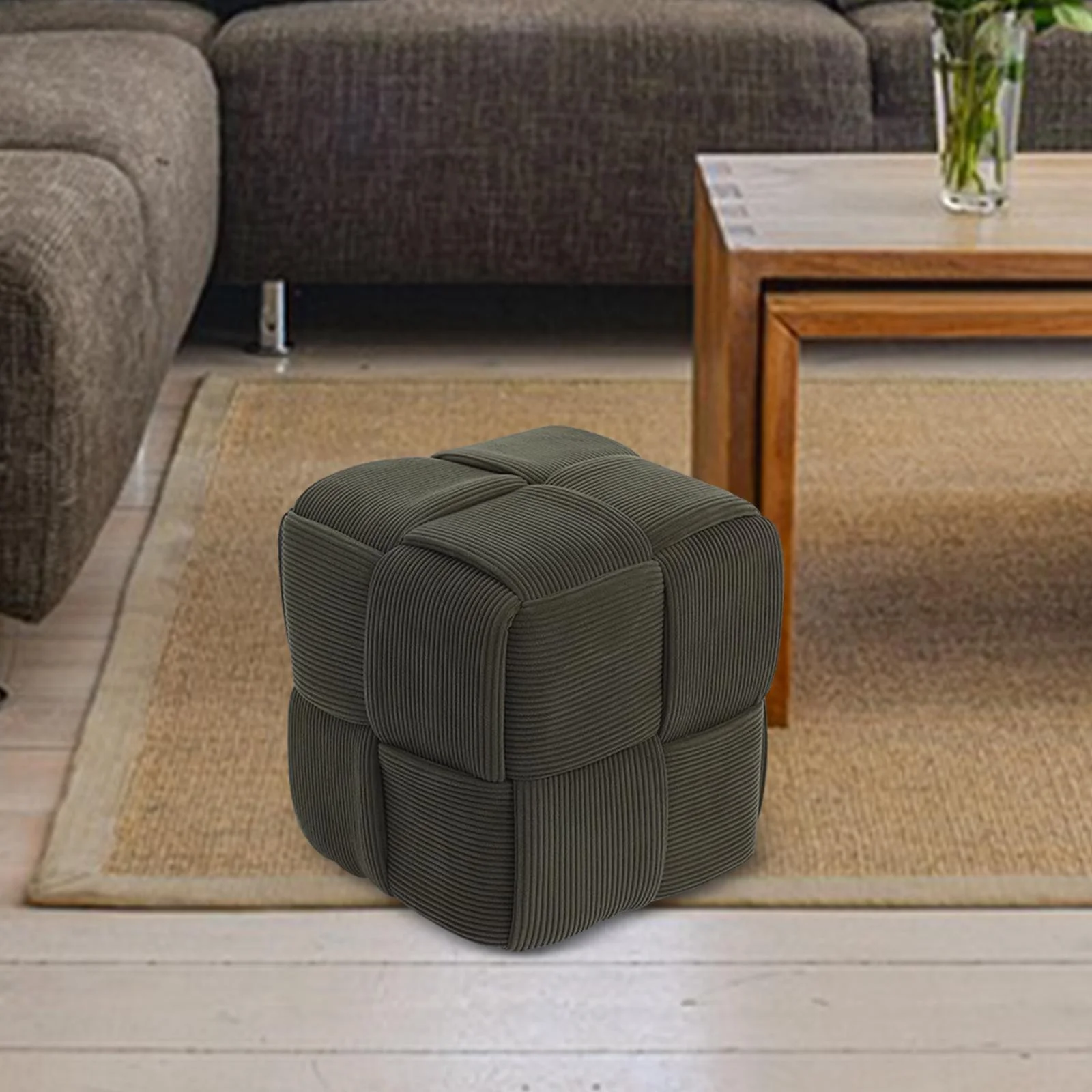 LOVIVER Ottoman Stool Foot Rest Modern Kids Seat Ottoman Stable Foot Stool Small Footstool for Home Apartment Playroom Couch Entryway dark green
