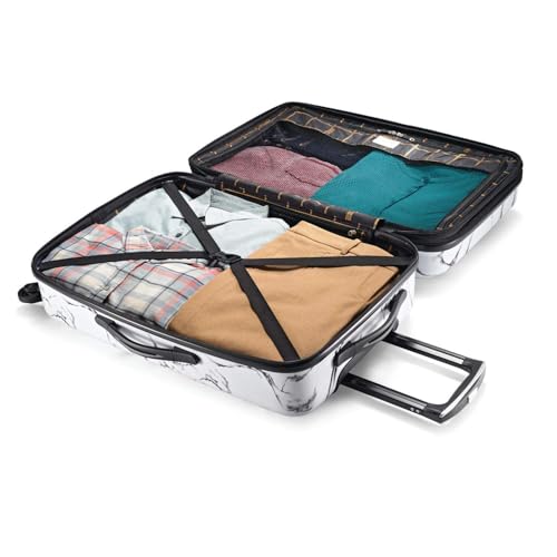 American Tourister Moonlight Hardside Expandable Luggage with Spinner Wheels, Blue Terazzo, 2-Piece Set (20/28)