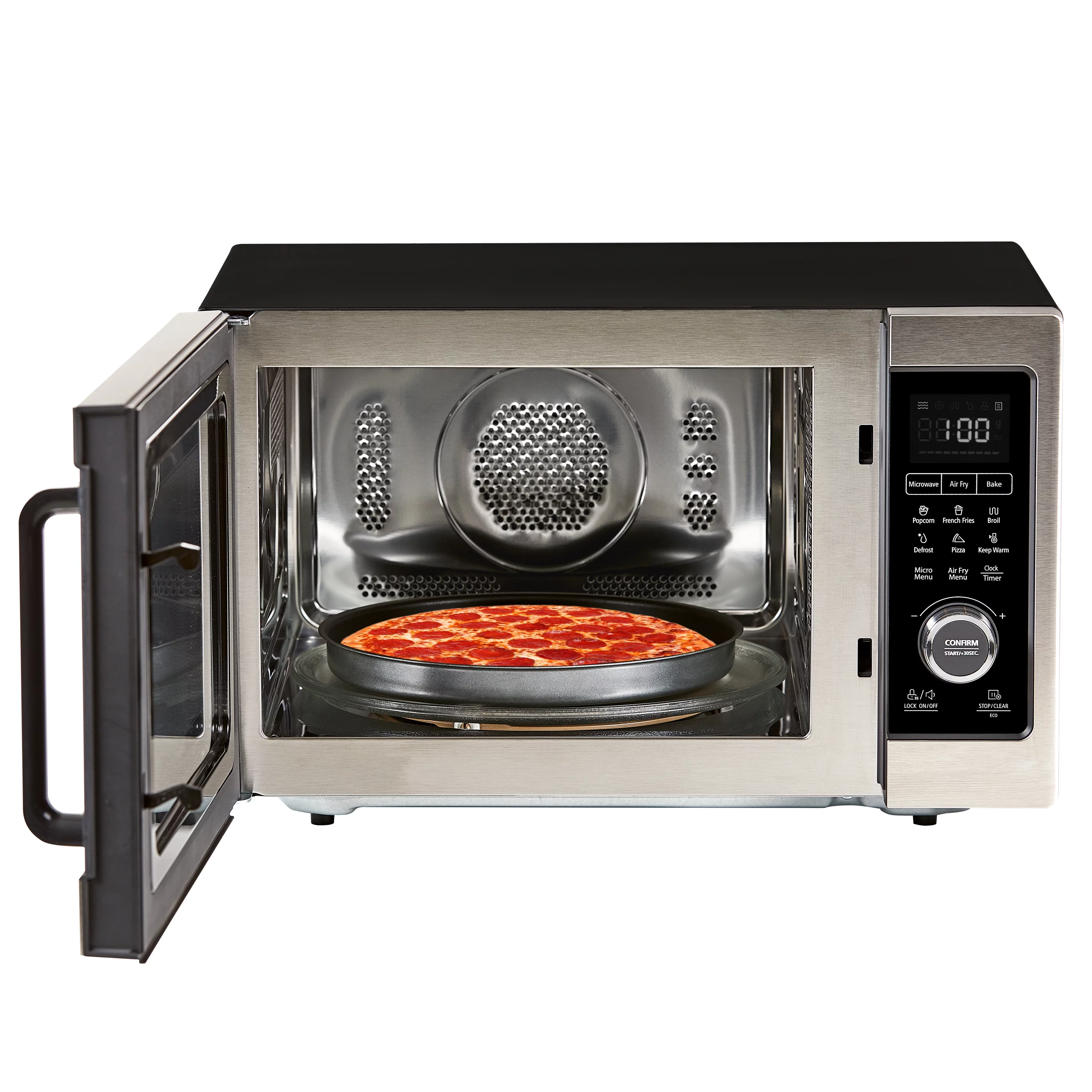 Restored PowerXL Microwave Air Fryer Plus, Stainless Steel / Black, 1cu. ft. (Refurbished)