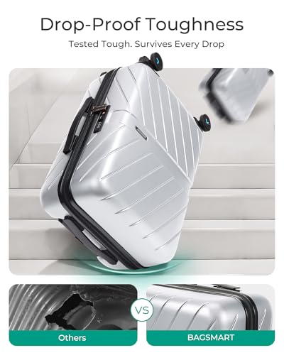 BAGSMART Carry On Luggage 22x14x9 Airline Approved With TSA Lock, 1OO% Polycarbonate Hardside Luggage with Spinner Wheels, Durable Hard Shell Carry On Suitcase 20 inch Black