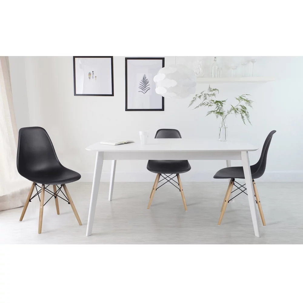 GIA Design Group Mid-Century Plastic Armless Dining Chair Wood Leg,Black,Set of 2