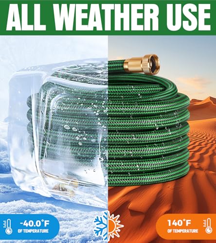 NON-EXPANDABLE Garden Hose 25 ft, Heavy Duty Flexible Water Hose, Kink Resistant Lightweight Hybrid Hose with Durable Fabric Skin, Leakproof Hose Male to Female Fittings