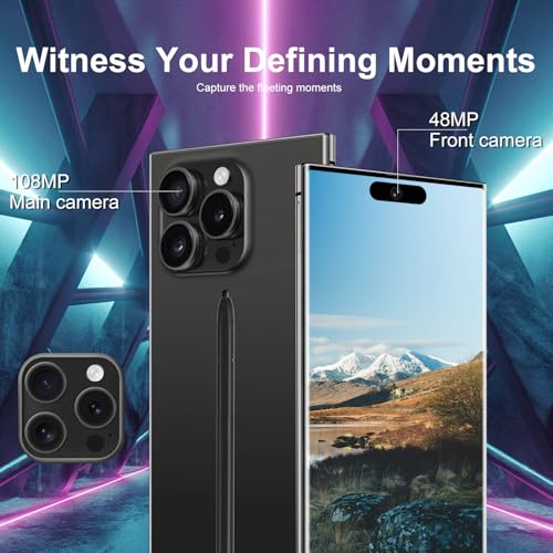 Unlocked Cell Phones Smartphones 5G Phone Android 13 Mobile Phones 8GB+256GB/7 Display/48MP+108MP Camera/6800 mAh/Dual SIM/Build-in Pen (White)