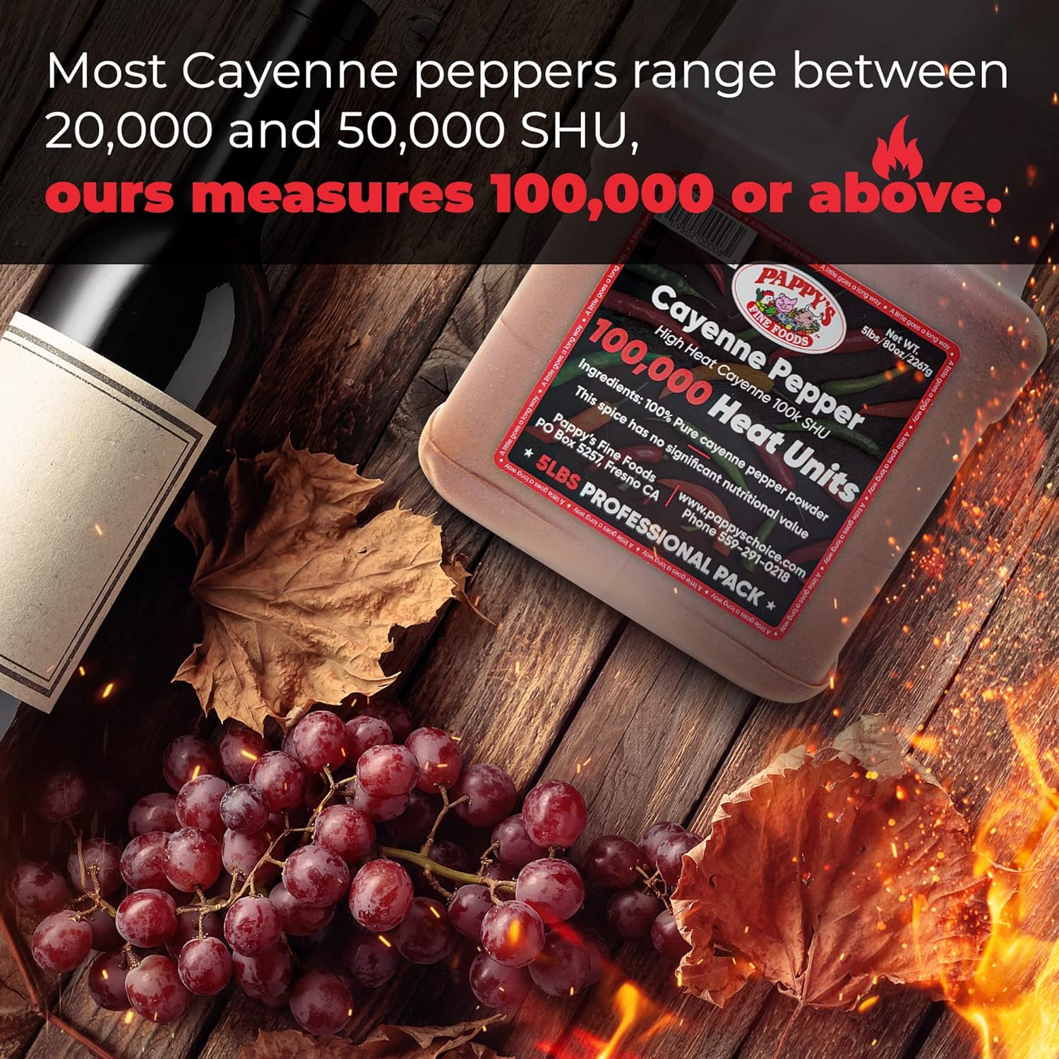 Cayenne Pepper Powder Bulk – 100,000 Heat Units - 5lb Jar.