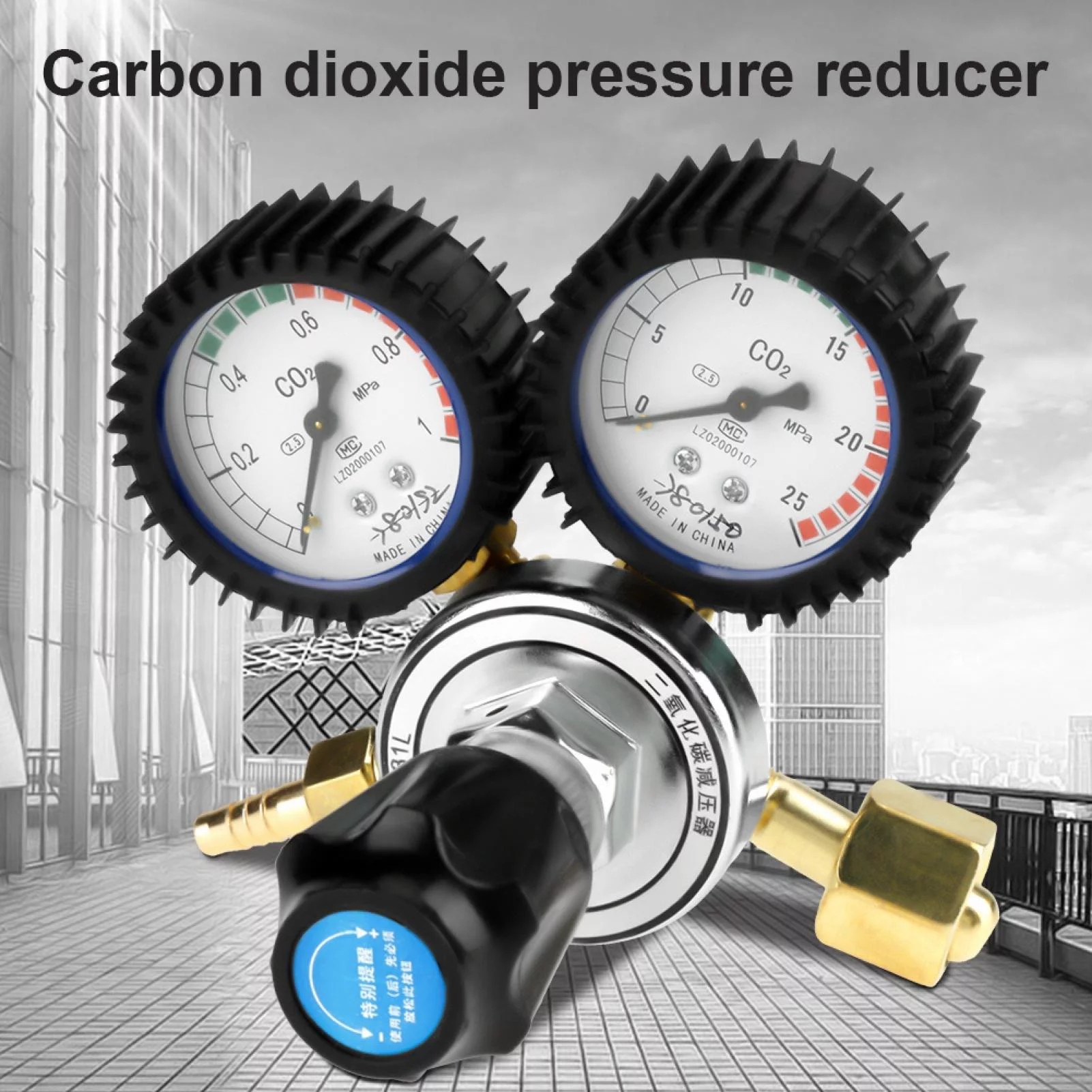 CO2 Gas Pressure Regulator, CO2 Gas Bottle Welder, Gas Bottle Regulator CO2 Gas Brass Pressure Regulator Mig Tig Welding Flow Meter Gauge for Gas Welding Cutting
