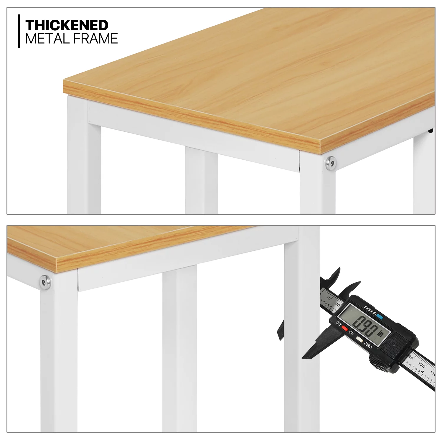 MoNiBloom Sofa Side Table TV Tray, C-Shape Rectangle Couch Coffee End Table Laptop Desk, for Home Office, Light Walnut