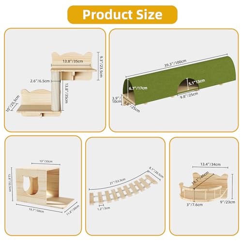 Cat Wall Shelves and Perches, Solid Wood Wall Mounted Cat Furniture, Set of 13 Cat Climbing Shelves with Moon Hammock, House, Wall Ladder, Scratching Post and Cat Tunnel