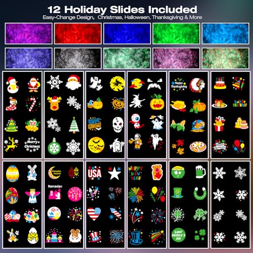 Christmas Halloween Projector Lights Outdoor, Holiday Projector for Yard Home Decor - Xmas Halloween Outdoor Projection Lights for Christmas Decor