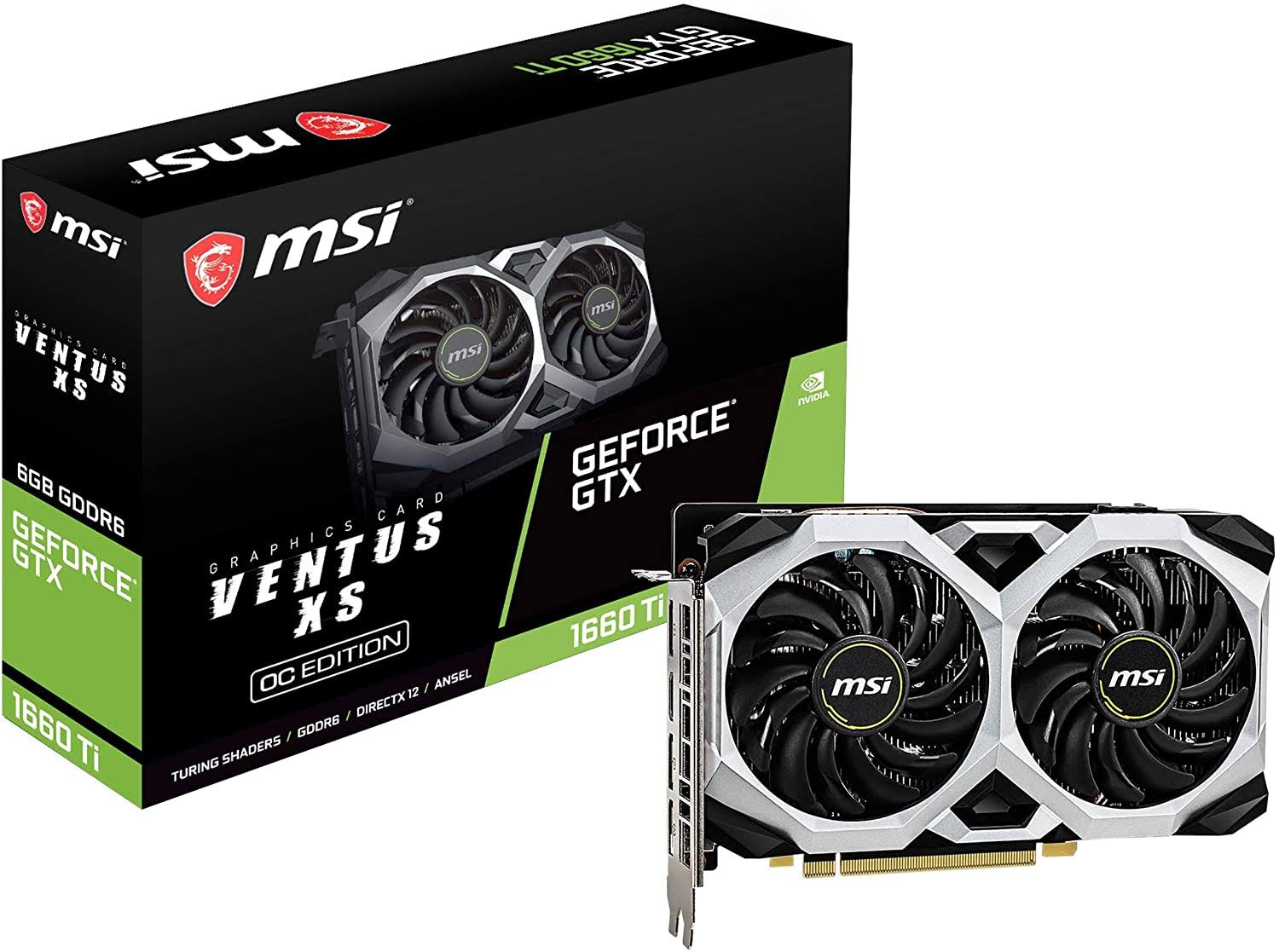 MSI GTX 1660 Ti Ventus Xs 6g OC 6GB GDDR6 PCIe 3.0 x16 Gaming Graphics Card