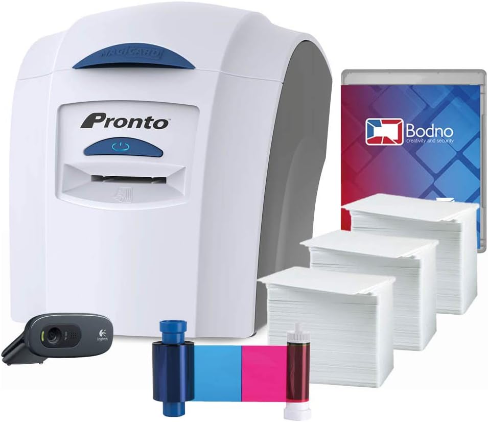 Magicard Pronto ID Card Printer & Complete Supplies Package with Bodno ID Software - Bronze Edition