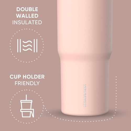 Hydrapeak Nomad 24 oz Tumbler with Handle and Straw Lid, Leakproof, Double Insulated, 24oz Cup Stainless Steel (Blush)
