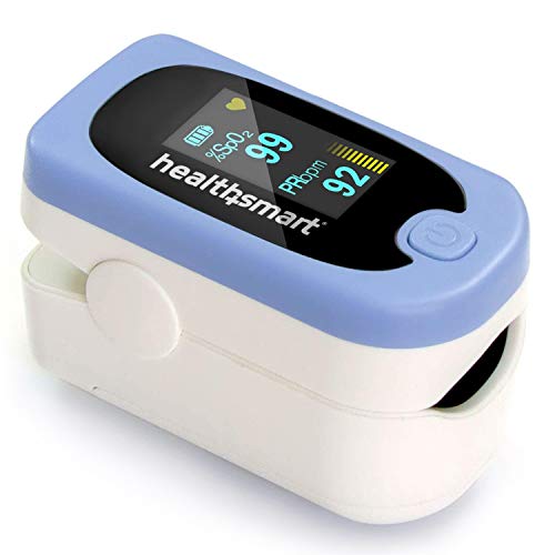 HealthSmart Pulse Oximeter for Fingertip, Displays Blood Oxygen Saturation Content, FSA HSA Eligible, Pulse Rate and Pulse Bar with LED Display, Accurate and Reliable, Batteries and Lanyard Included