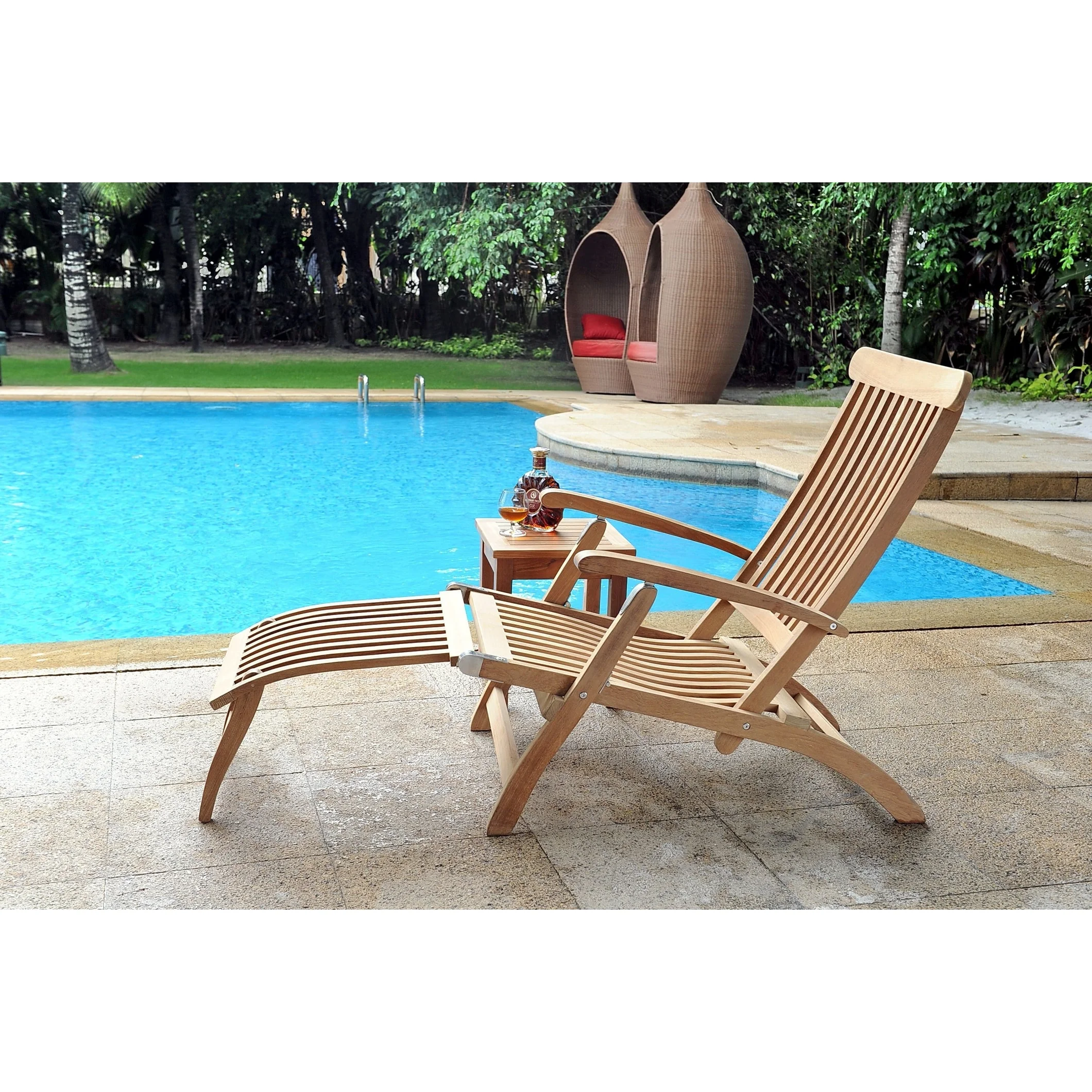 Curated Maison Adelle Teak Folding Outdoor Deck Chair Lounge