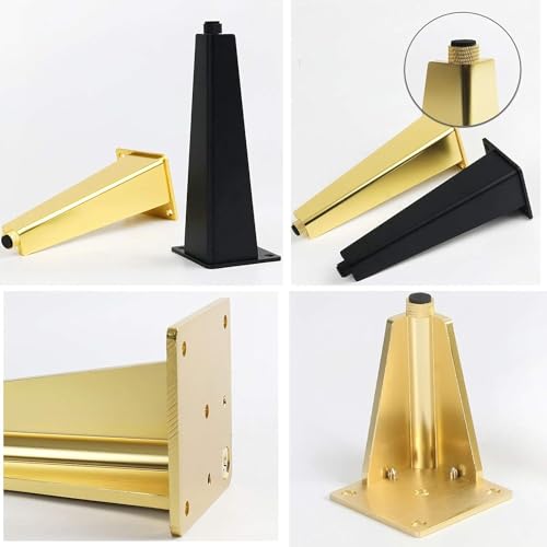 4 Piece Adjustable Furniture Feet, DIY Metal Cabinet Feet, Wardrobe Feet Bed Feet Sofa Feet Table Feet, Aluminium with Screws (Gold 30cm)(Gold,30cm)