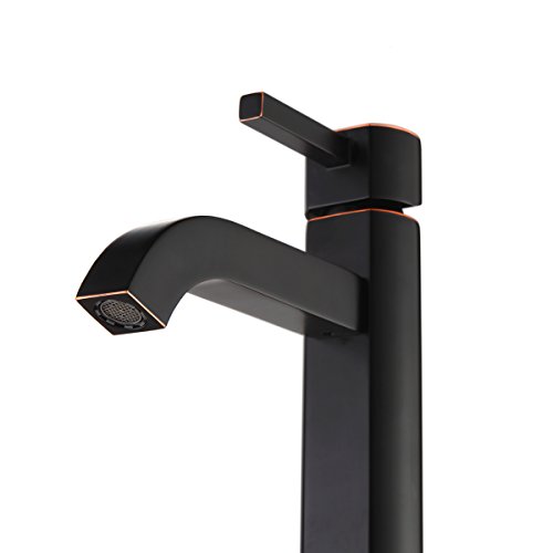 KRAUS Ramus Single Handle Vessel Sink Bathroom Faucet with Pop-Up Drain in Brushed Gold, KVF-1220BG