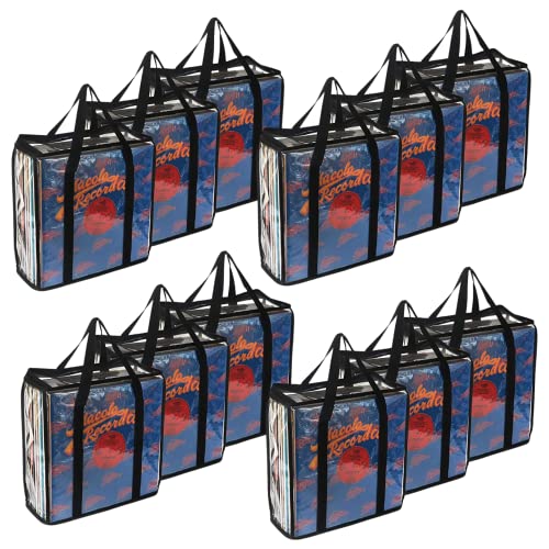 Evelots Vinyl Record Storage Cases - 6 Pack - Hold Up to 216 LP Albums - See Thru Clear PVC Moving Bags - No Dust, Moisture, Scratches - Carry All Your Favorite Records Safely - Two Way Zipper Closure