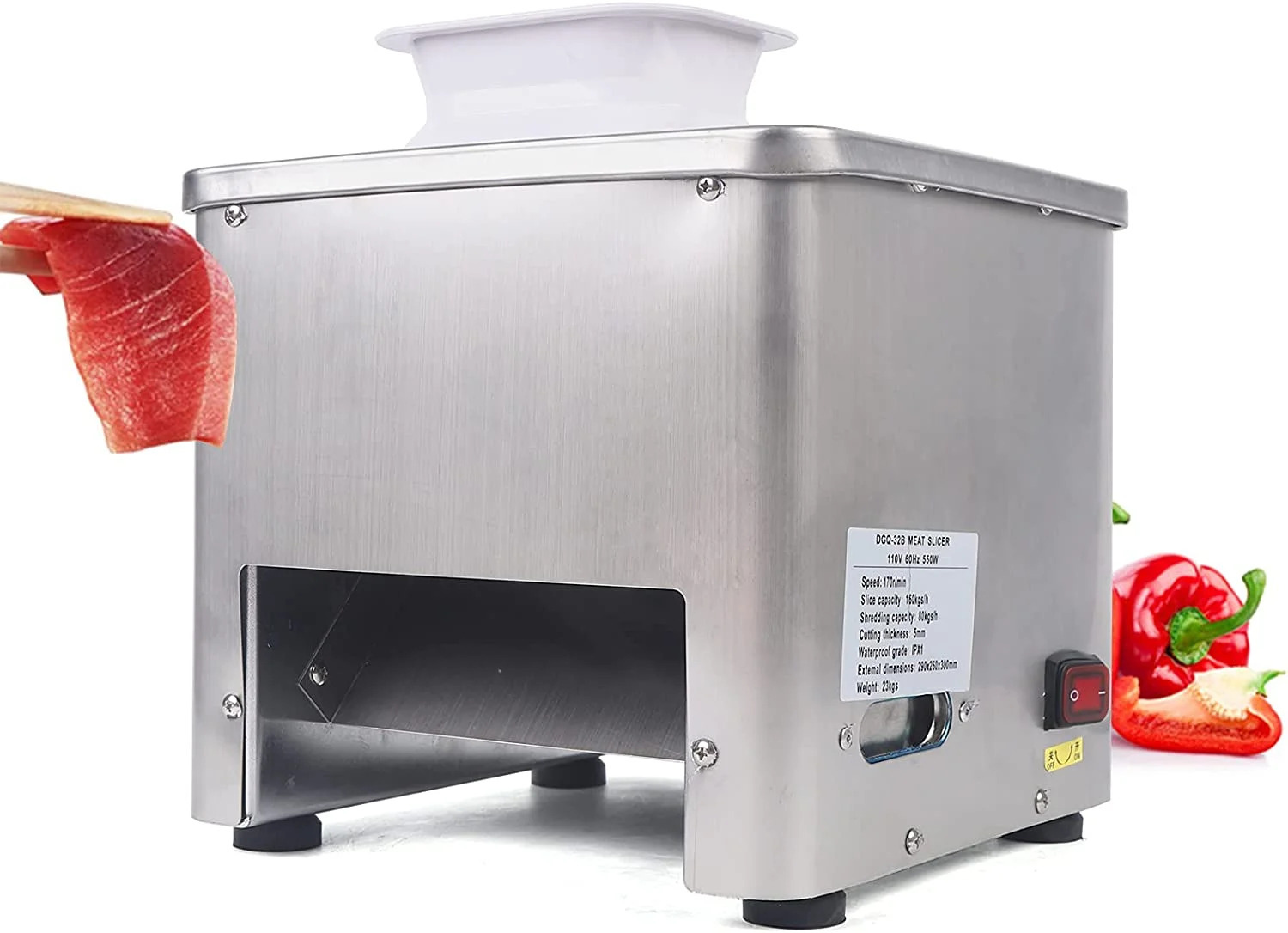 Oukaning Electric Meat Cutting Machine with 5mm Removable Stainless Steel Blade for Restaurant &Commercial,550W