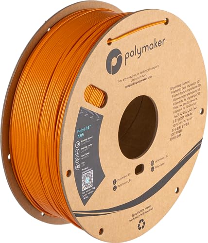Polymaker ABS Filament 1.75mm Black, ABS 3D Printer Filament 1.75mm Heat Resistant 1kg - PolyLite ABS 3D Printing Filament 1.75mm, Strong & Durable, Dimensional Accuracy +/- 0.03mm