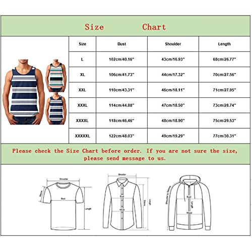 Mens Summer Athletic Tank Tops, Striped Sleeveless Crew Neck Tee Blouses Gym Muscle Tees Sports Workout Shirts