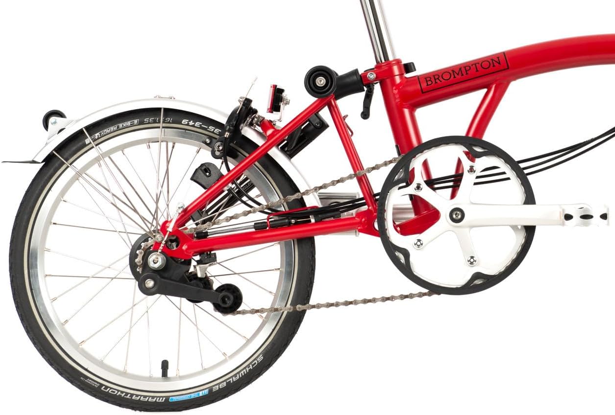 Brompton C Line 3 Speed Folding Bike with Battery Lighting - High (House Red)
