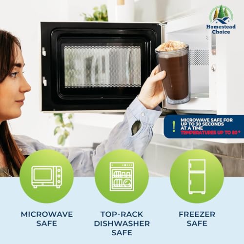 Homestead Choice 16oz Insulated Tumblers Plastic Keeps Drinks Cold & Hot, 4pack Double Walled Clear Insulated Drinking Glasses Cup, BPA-Free, Dishwasher Safe Reusable, Camping,Travel, Kitchen, Party