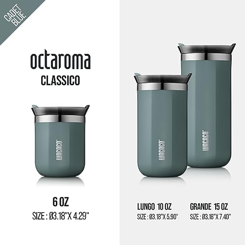 WACACO Octaroma Classico Vacuum Insulated Coffee Mug, Double-wall Stainless Steel Travel Tumbler With Drinking Lid, 6 fl oz (180ml), Carmine Red