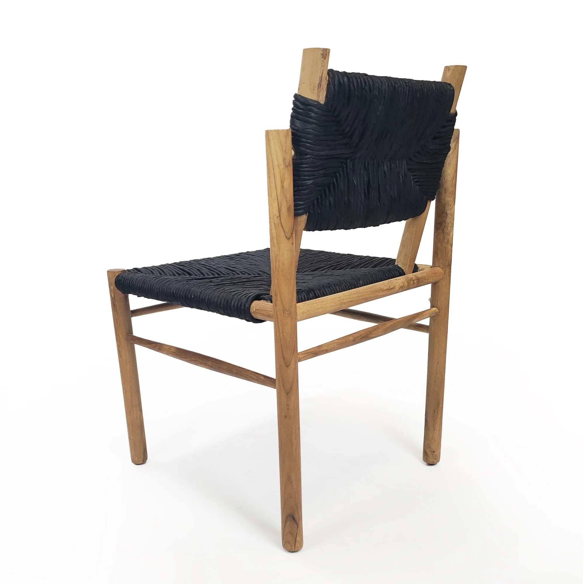 Warehouse of Tiffany Majah Weaved Rush and Teak Wood Accent Chair Black
