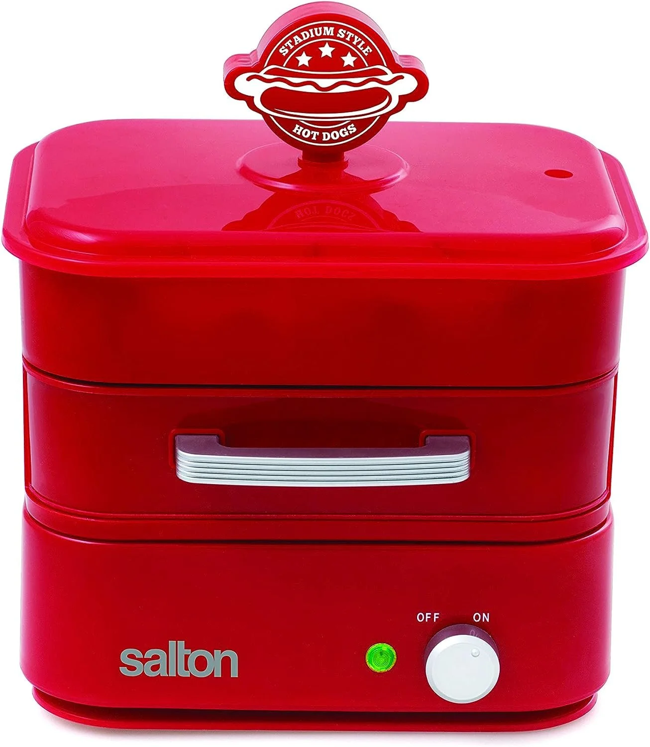 Salton HD1905 Hot Dog Food Steamer, Transparent, Red