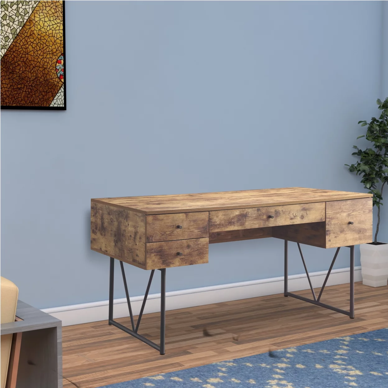 Analiese 4-drawer Writing Desk Antique Nutmeg