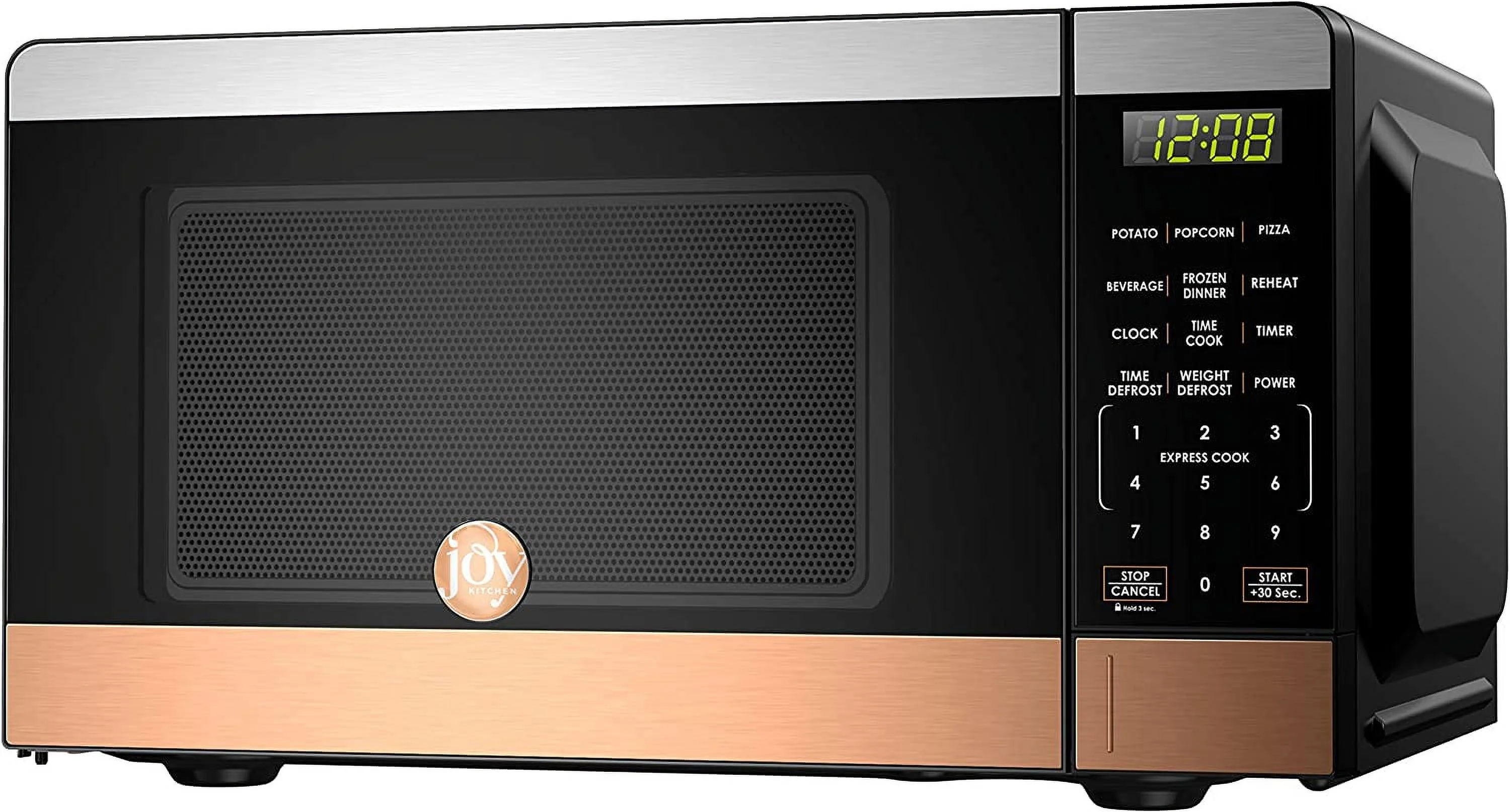 Excellent JOY Kitchen Compact Countertop Microwave Oven with LED Display  6 Auto-Preset Menus  Child Lock  Defrost & Express Cooking Features  Stainless Steel  0.7 Cu. Ft. 700W  Slive