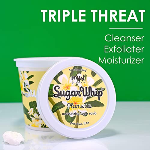 Primal Elements Sugar Scrub, Exfoliating Sugar Whip, Face and Body Cleanser, Moisturizer, Gingerbread, 10 oz Package