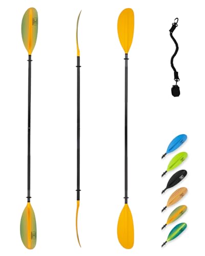 OCEANBROAD Kayak Paddle 86in/218cm, 90.5in/230cm, 95in/241cm Alloy Shaft Kayaking Boating Canoeing Oar with Paddle Leash
