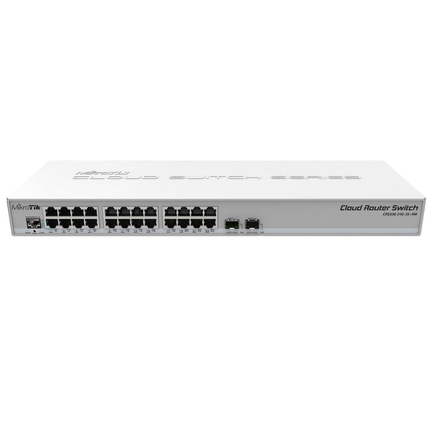 Mikrotik CRS326-24G-2S+RM Cloud Router Switch 326-24G-2S+RM 24 Gigabit Port Switch with 2 x SFP+ Cages in 1U Rackmount Case, Dua