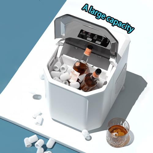 Ice Maker Machine, Counter Top Electric Ice Cube Maker for Home, Self-Cleaning Ice Makers, for Kitchen Bar Party, 1.3L, Touch led Buttons, 2 Sizes of Ice,Black