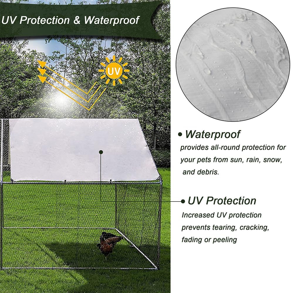 Chicken Coop Large Metal Chicken House,Walk-in Poultry Cage Chicken Run Pen Dog Kennel Duck House with Waterproof and Anti-Ultraviolet Cover (L(10' L x 13 W x 6.56' H))