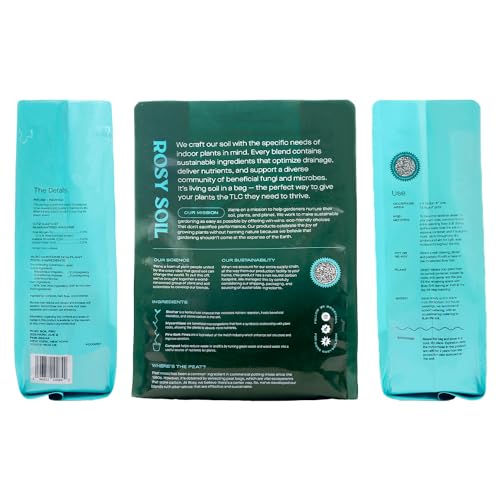 Rosy Soil Indoor Potting Soil for House Plants - Organic Potting Soil Mix for Indoor Plants - Enriched w/Root-Boosting Biochar for Foliage Plants, Flowers, Herbs - Peat Free, Less Prone to Gnats - 8qt