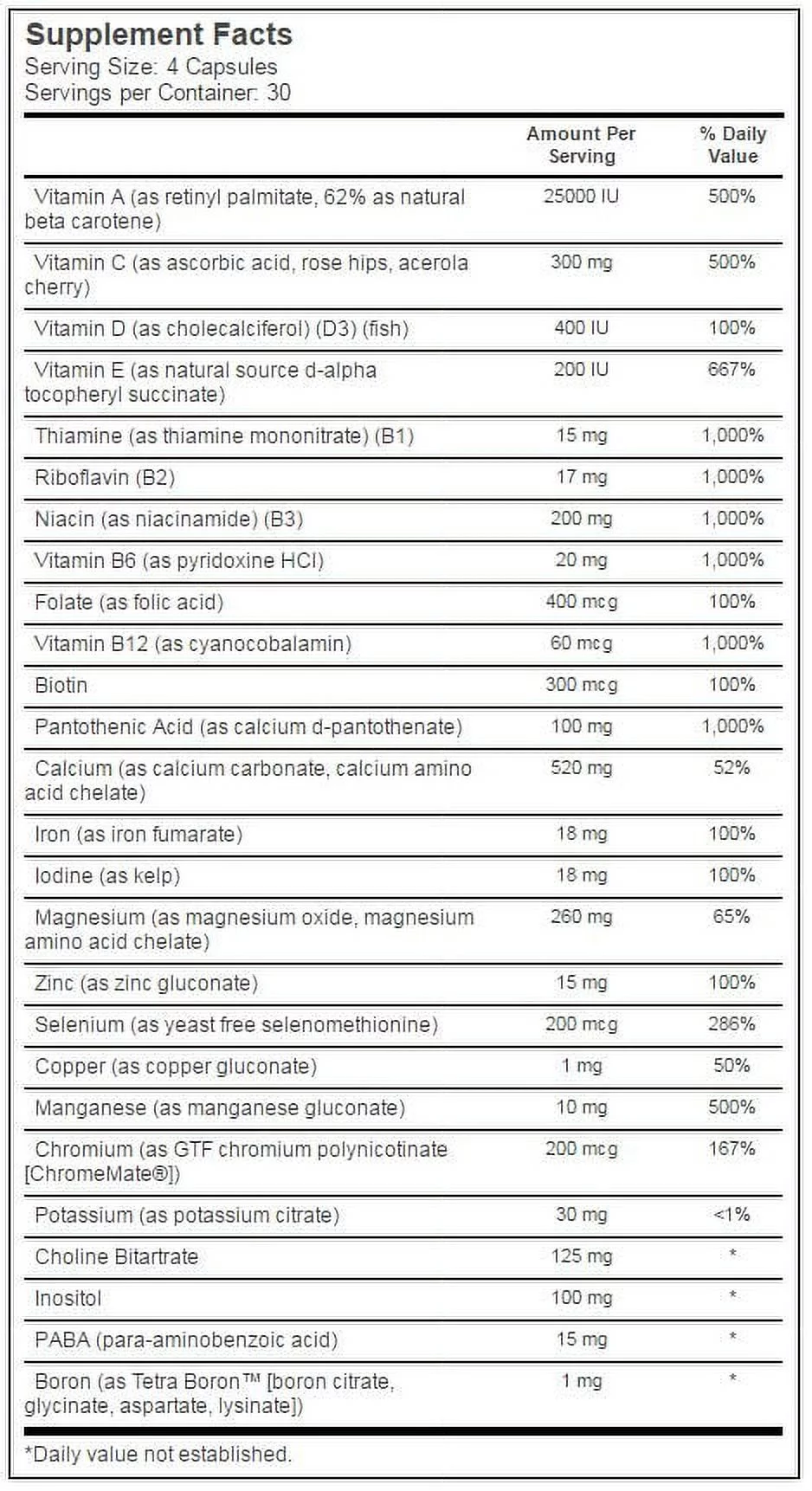 Solaray Multi-Vita Mega-Mineral Capsules, 120 Ct