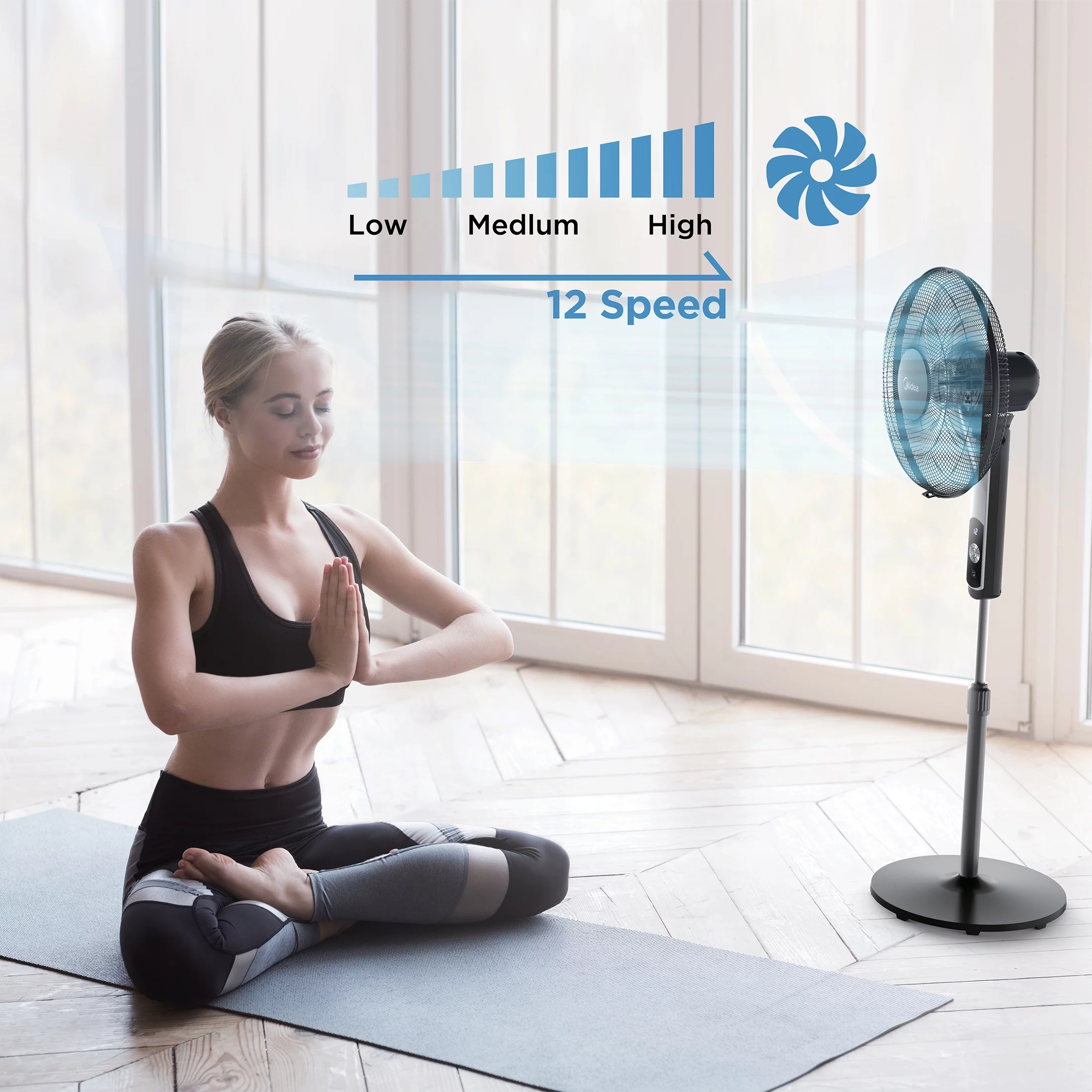 Midea 16-inch Smart Pedestal DC Fan with Wi-Fi, Black